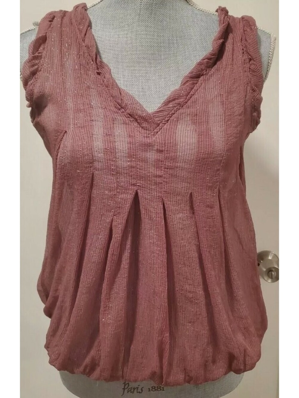 Bebe Size Small Sheer Purple Silk Lined Gray Cotton Cami Top Shirt